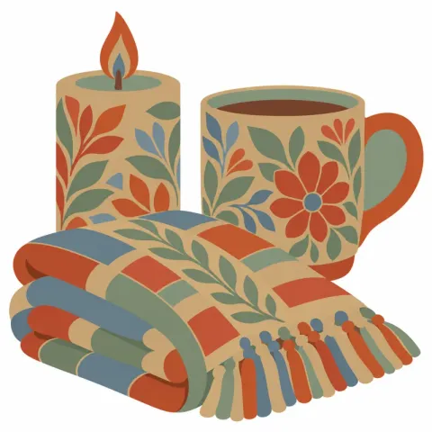 Candle and Blanket
